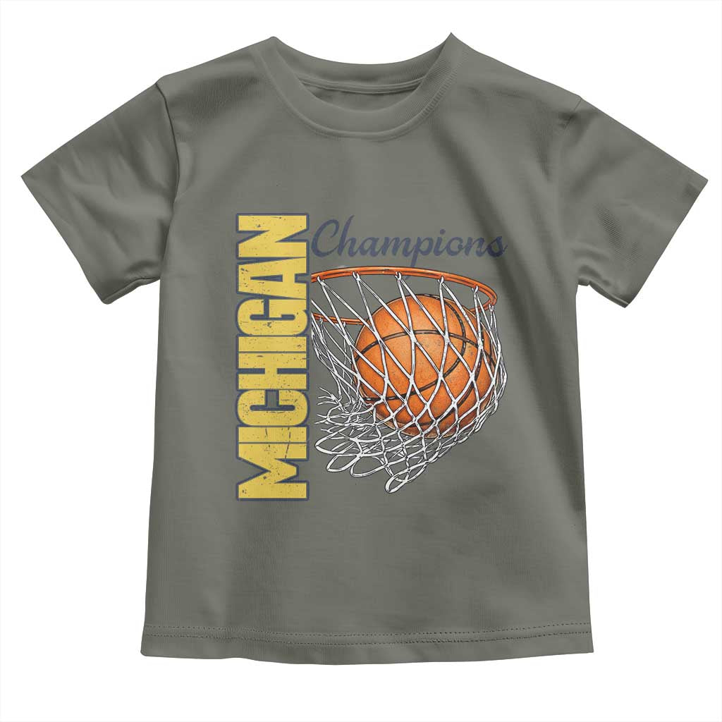 Vintage Michigan Hoops Pride Toddler T Shirt Retro Blue And Gold Champions Victory Graphic Sports Fan