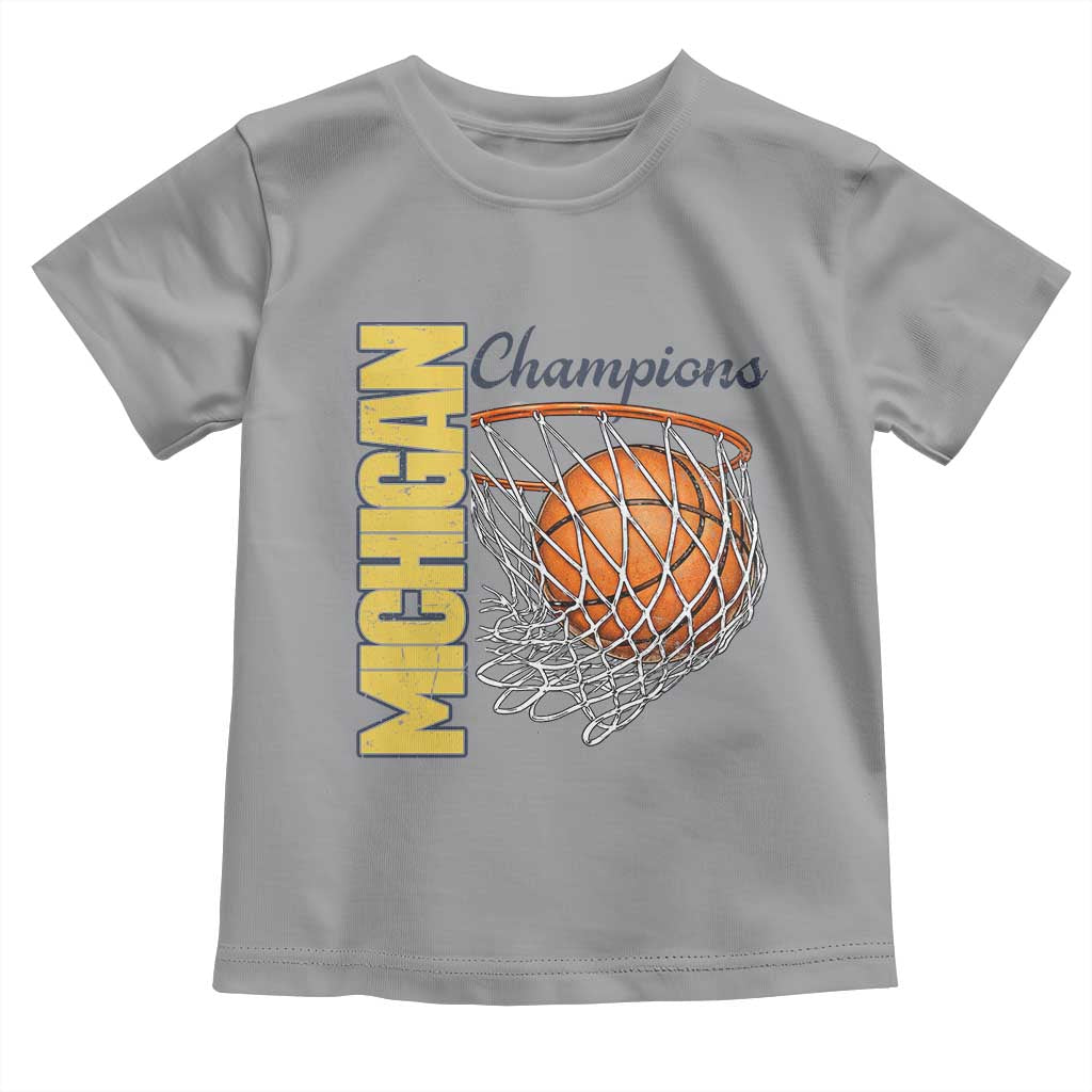 Vintage Michigan Hoops Pride Toddler T Shirt Retro Blue And Gold Champions Victory Graphic Sports Fan