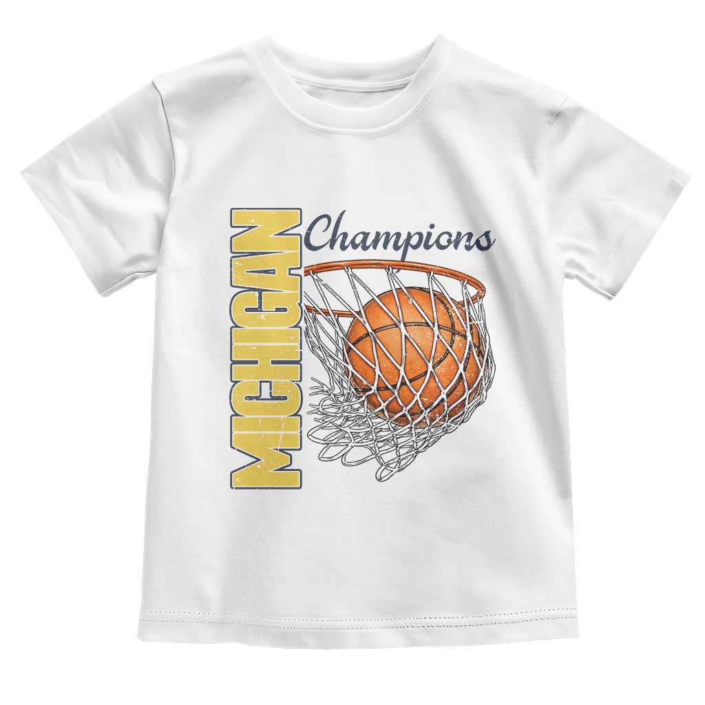 Vintage Michigan Hoops Pride Toddler T Shirt Retro Blue And Gold Champions Victory Graphic Sports Fan