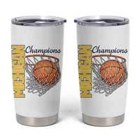 Vintage Michigan Hoops Pride Tumbler Cup Retro Blue And Gold Champions Victory Graphic Sports Fan