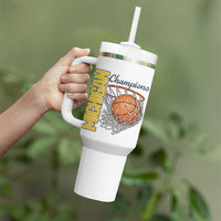 Vintage Michigan Hoops Pride Tumbler With Handle Retro Blue And Gold Champions Victory Graphic Sports Fan
