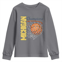 Vintage Michigan Hoops Pride Youth Sweatshirt Retro Blue And Gold Champions Victory Graphic Sports Fan