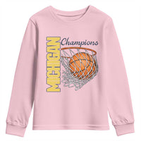 Vintage Michigan Hoops Pride Youth Sweatshirt Retro Blue And Gold Champions Victory Graphic Sports Fan