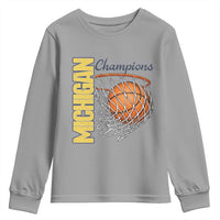Vintage Michigan Hoops Pride Youth Sweatshirt Retro Blue And Gold Champions Victory Graphic Sports Fan
