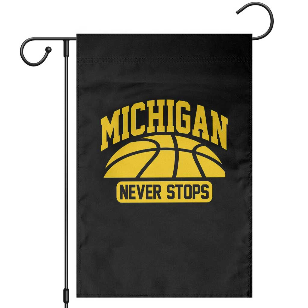 Michigan Never Stops Garden Flag Great Lakes State Basketball Pride Gift