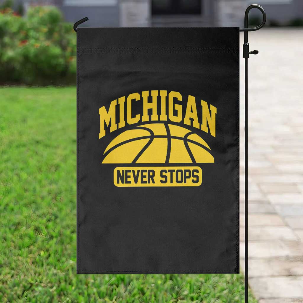 Michigan Never Stops Garden Flag Great Lakes State Basketball Pride Gift