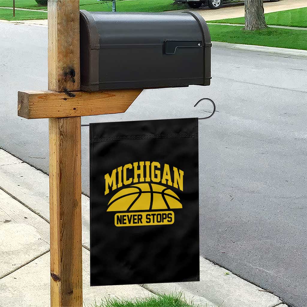 Michigan Never Stops Garden Flag Great Lakes State Basketball Pride Gift