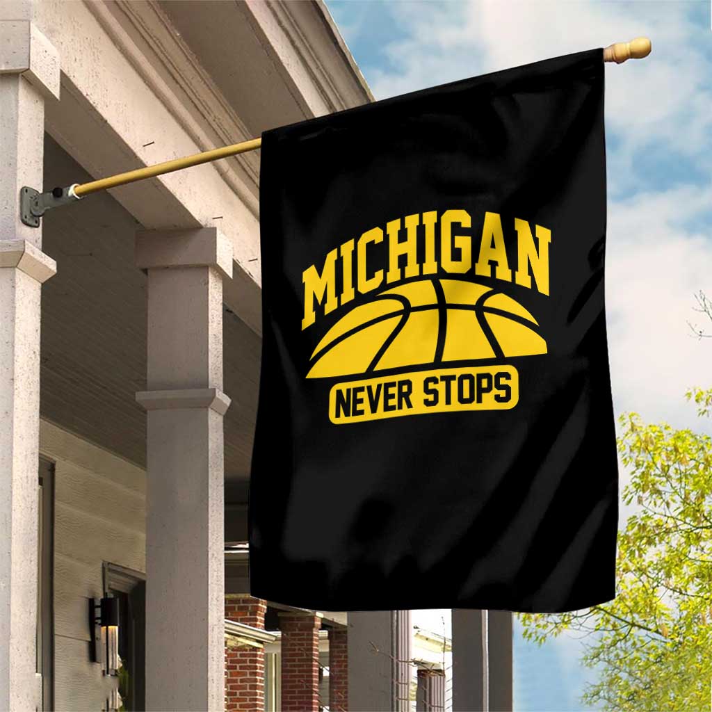 Michigan Never Stops Garden Flag Great Lakes State Basketball Pride Gift