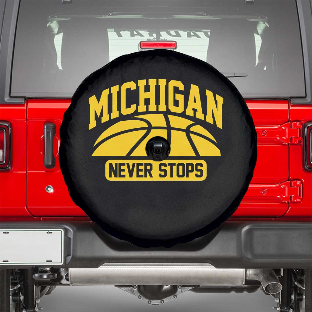 Michigan Never Stops Spare Tire Cover Great Lakes State Basketball Pride Gift