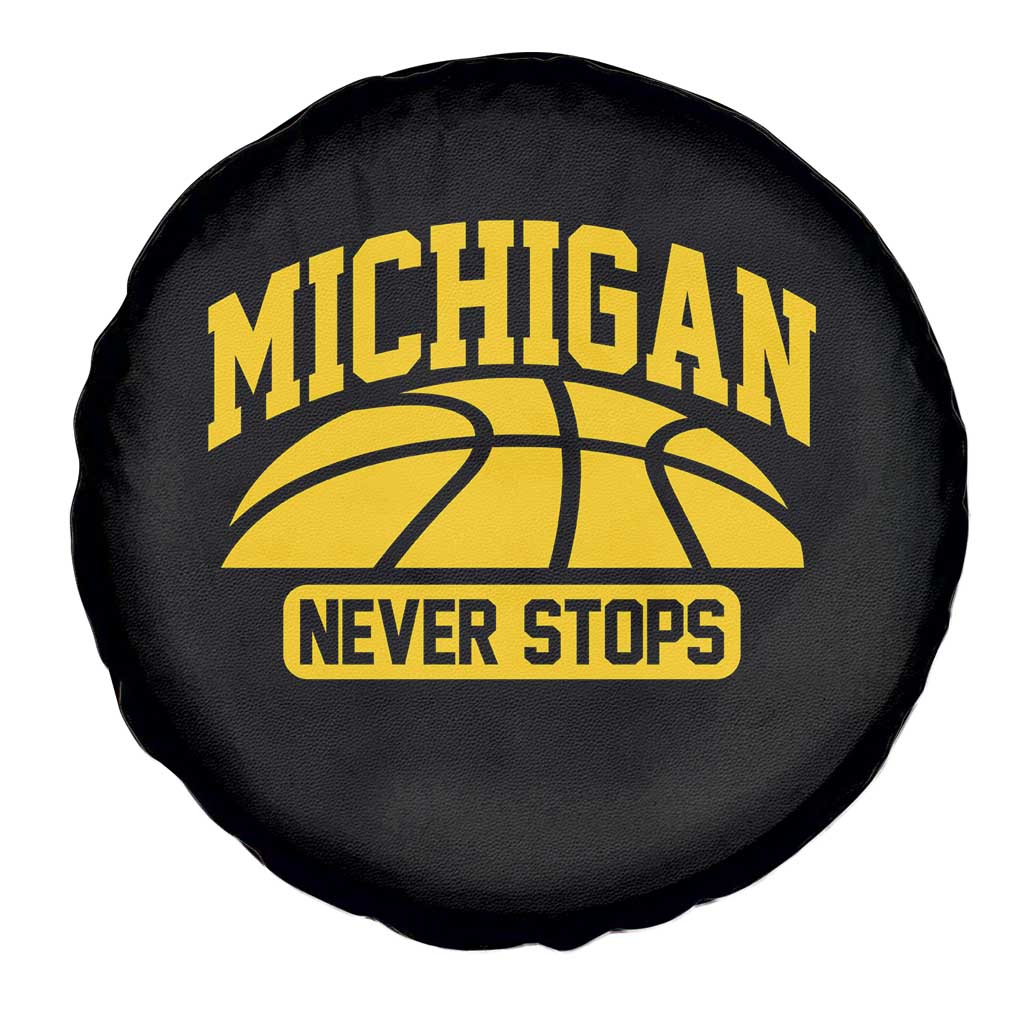 Michigan Never Stops Spare Tire Cover Great Lakes State Basketball Pride Gift