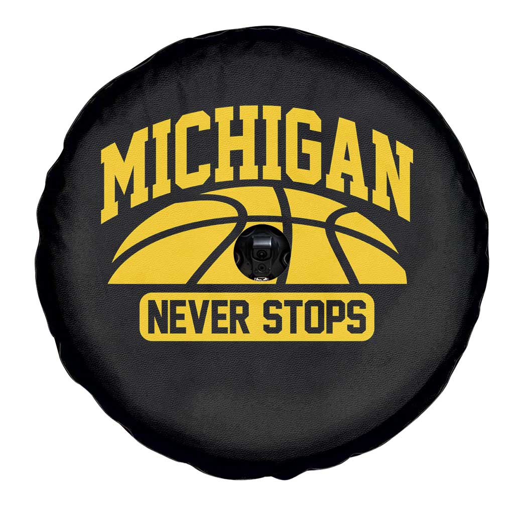 Michigan Never Stops Spare Tire Cover Great Lakes State Basketball Pride Gift