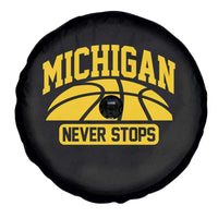 Michigan Never Stops Spare Tire Cover Great Lakes State Basketball Pride Gift