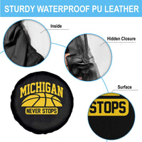 Michigan Never Stops Spare Tire Cover Great Lakes State Basketball Pride Gift