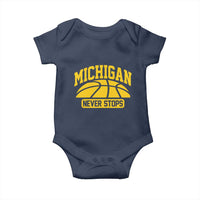 Michigan Never Stops Baby Onesie Great Lakes State Basketball Pride Gift