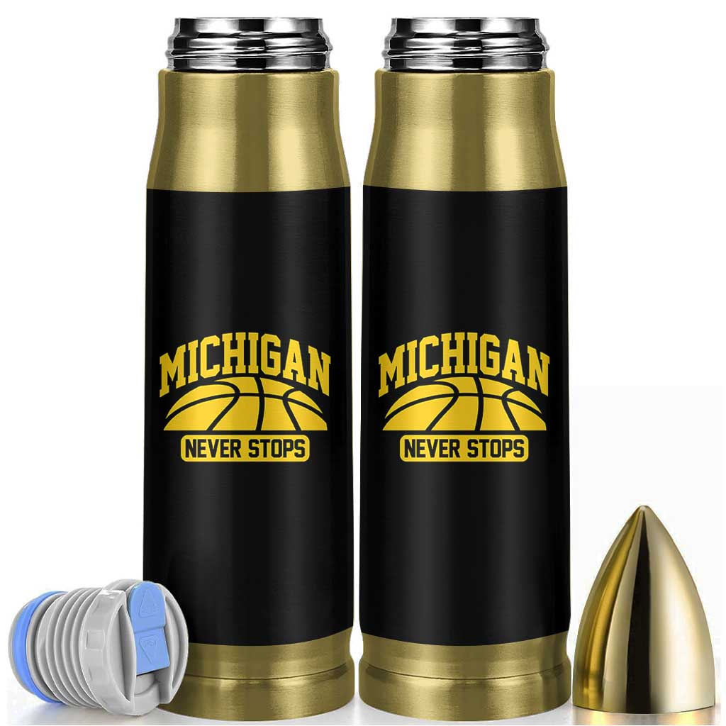 Michigan Never Stops Bullet Tumbler Great Lakes State Basketball Pride Gift