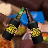 Michigan Never Stops 4 in 1 Can Cooler Tumbler Great Lakes State Basketball Pride Gift