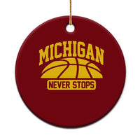 Michigan Never Stops Ceramic Ornament Great Lakes State Basketball Pride Gift