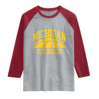 Michigan Never Stops Raglan Shirt Great Lakes State Basketball Pride Gift