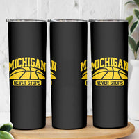 Michigan Never Stops Skinny Tumbler Great Lakes State Basketball Pride Gift