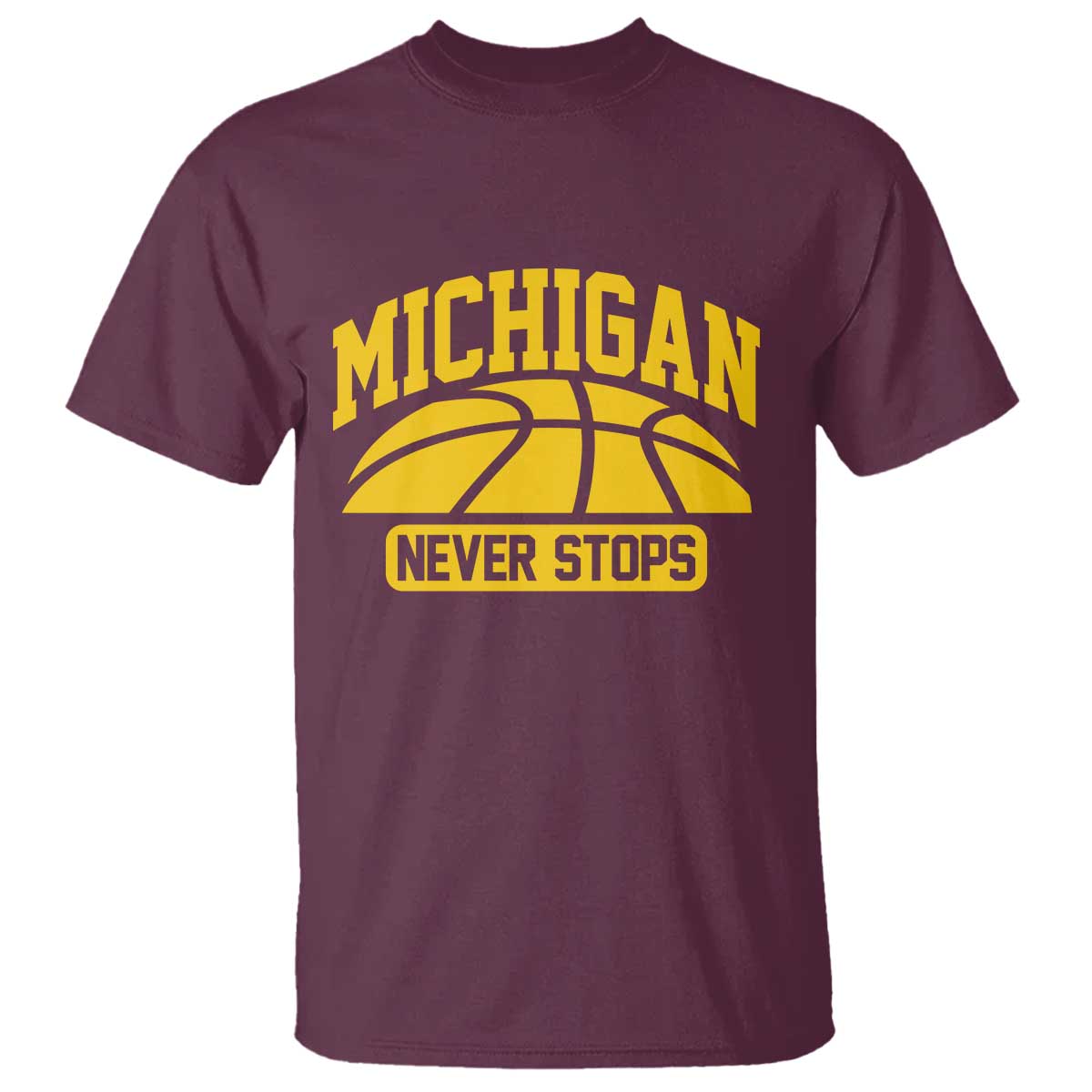Michigan Never Stops T Shirt Great Lakes State Basketball Pride Gift