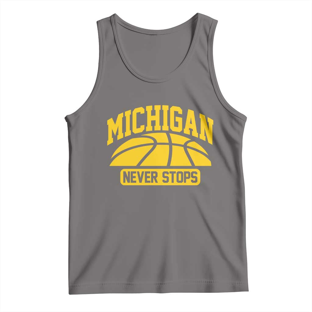 Michigan Never Stops Tank Top Great Lakes State Basketball Pride Gift