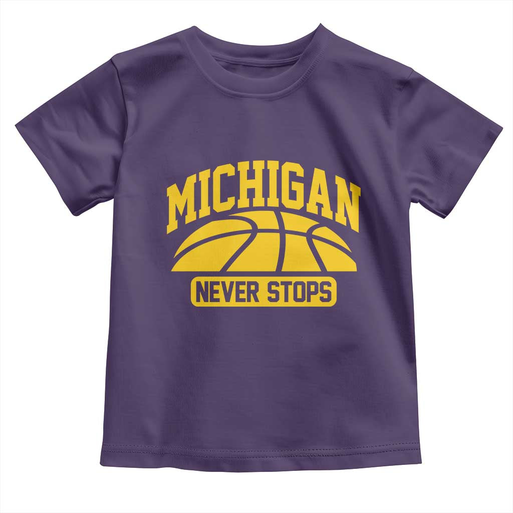 Michigan Never Stops Toddler T Shirt Great Lakes State Basketball Pride Gift
