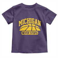 Michigan Never Stops Toddler T Shirt Great Lakes State Basketball Pride Gift