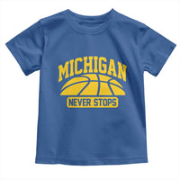 Michigan Never Stops Toddler T Shirt Great Lakes State Basketball Pride Gift