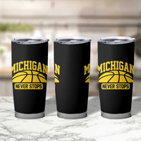 Michigan Never Stops Tumbler Cup Great Lakes State Basketball Pride Gift