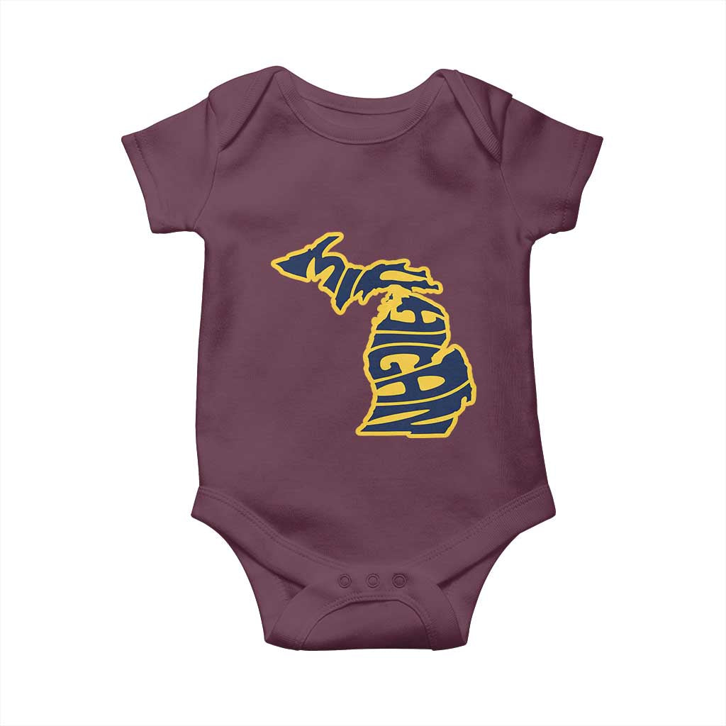 Michigan Lover State Map Pride Souvenir Gift Baby Onesie