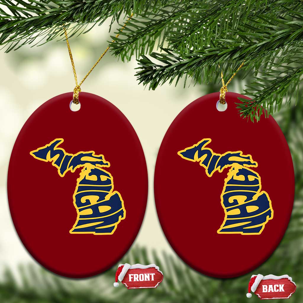Michigan Lover State Map Pride Souvenir Gift Ceramic Ornament