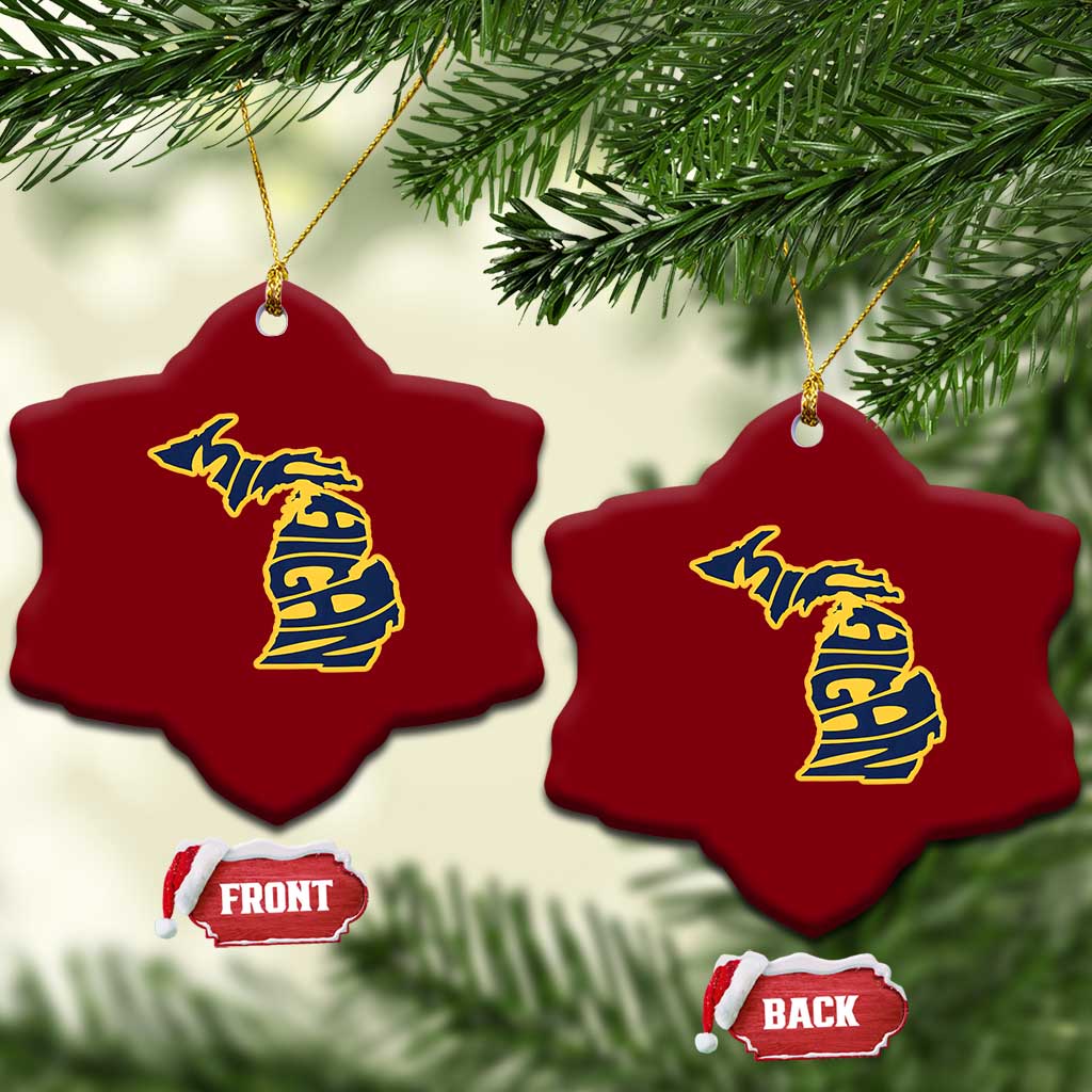 Michigan Lover State Map Pride Souvenir Gift Ceramic Ornament