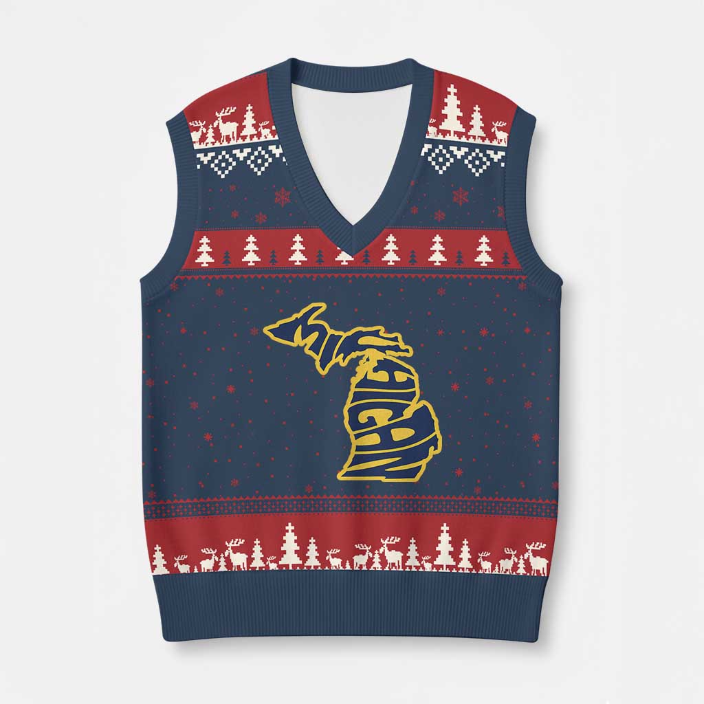 Michigan Lover State Map Pride Souvenir Gift V-Neck Knit Sweater Vest
