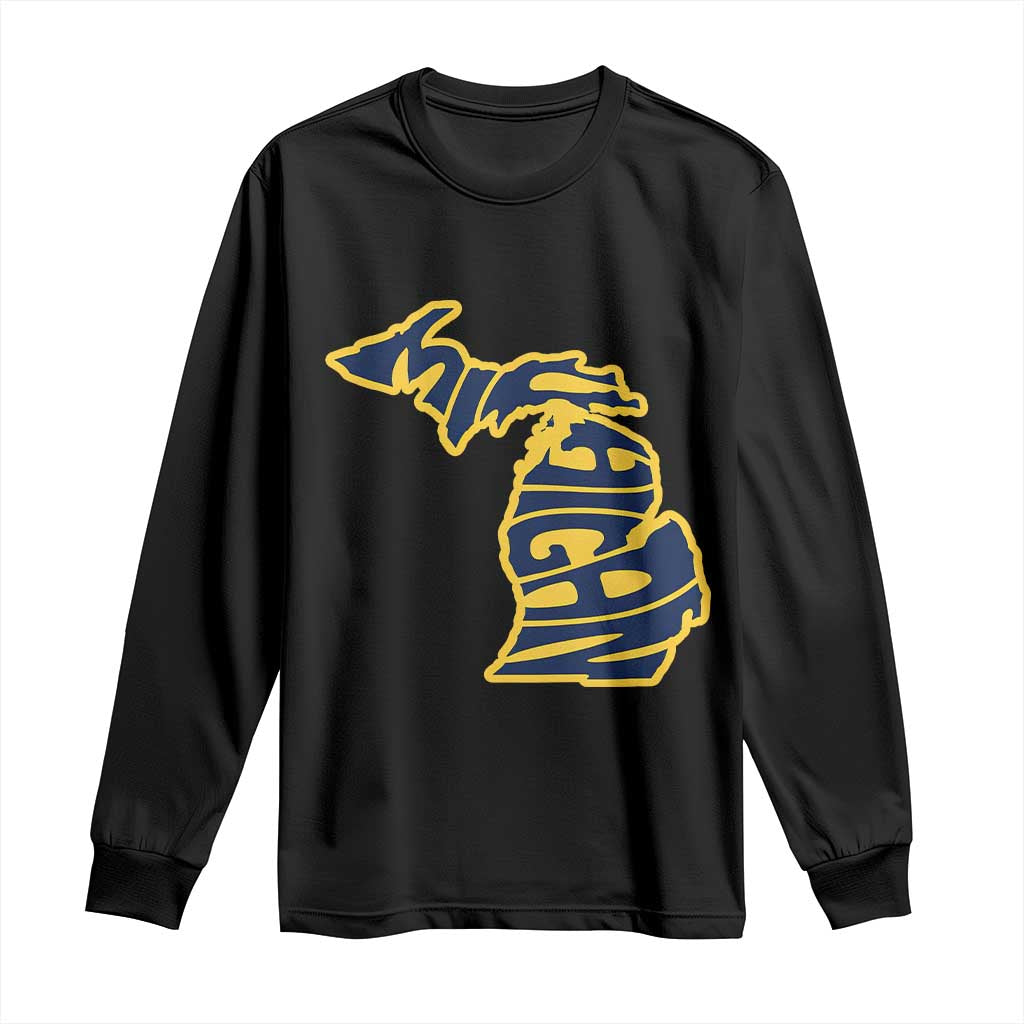 Michigan Lover State Map Pride Souvenir Gift Long Sleeve Shirt
