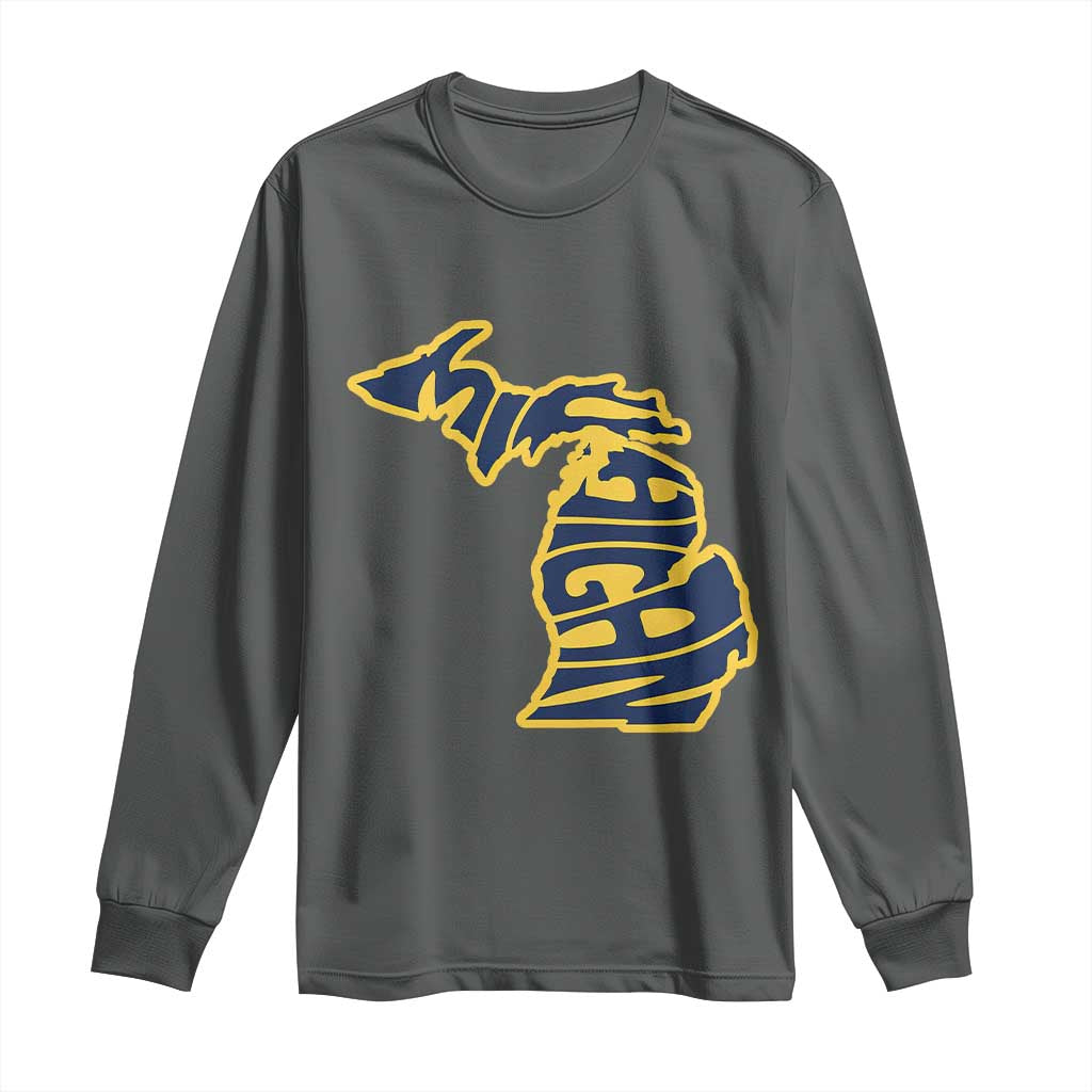Michigan Lover State Map Pride Souvenir Gift Long Sleeve Shirt