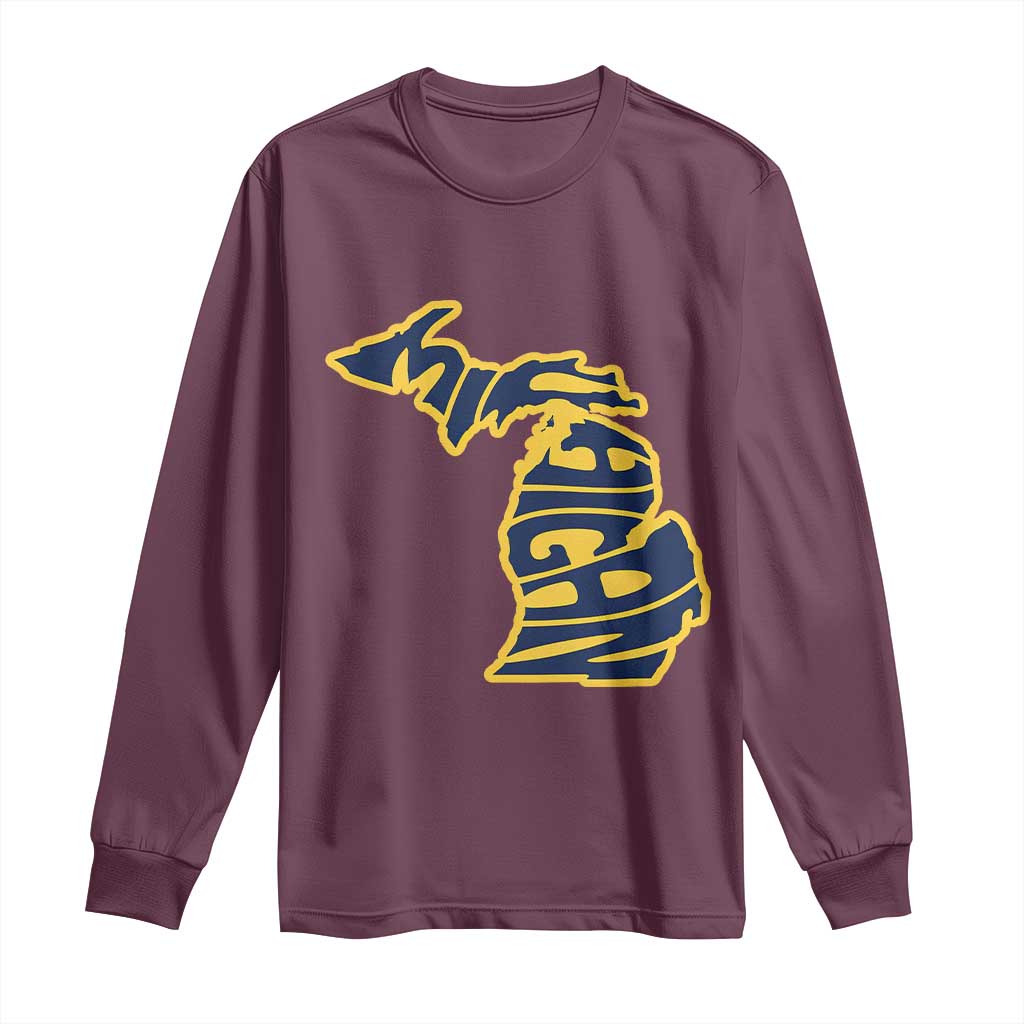 Michigan Lover State Map Pride Souvenir Gift Long Sleeve Shirt