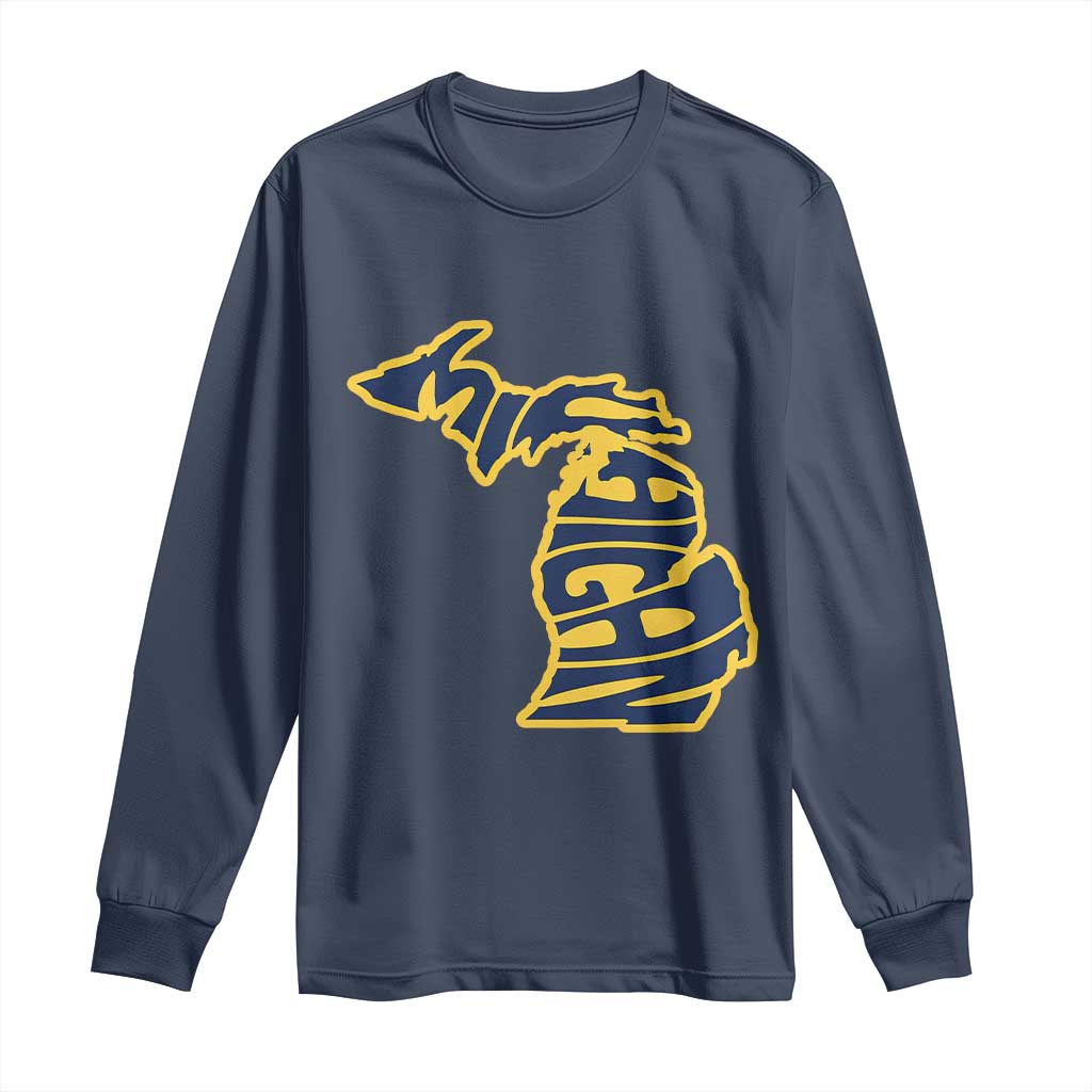 Michigan Lover State Map Pride Souvenir Gift Long Sleeve Shirt