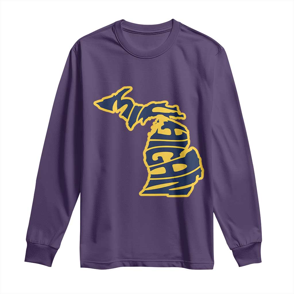 Michigan Lover State Map Pride Souvenir Gift Long Sleeve Shirt
