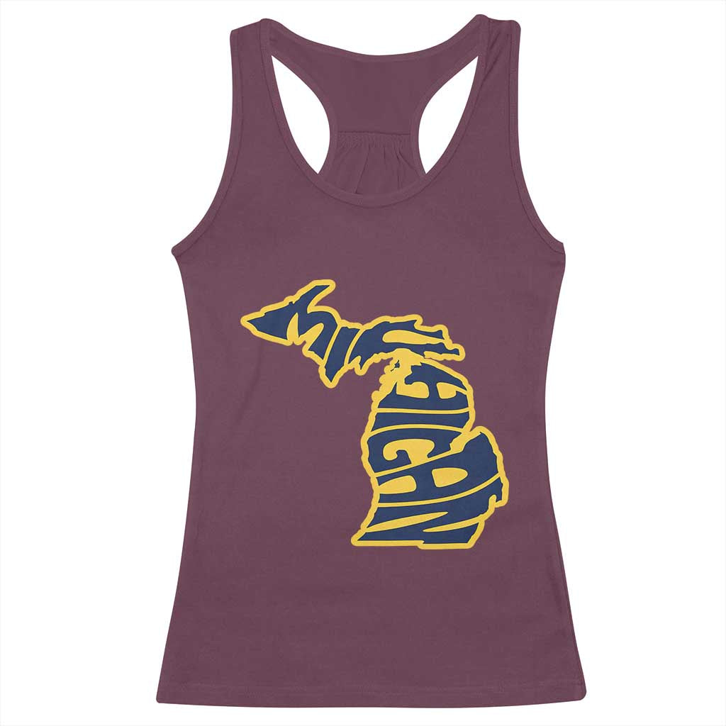 Michigan Lover State Map Pride Souvenir Gift Racerback Tank Top