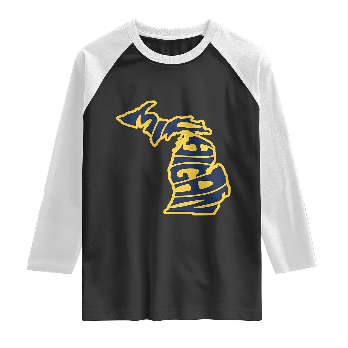 Michigan Lover State Map Pride Souvenir Gift Raglan Shirt