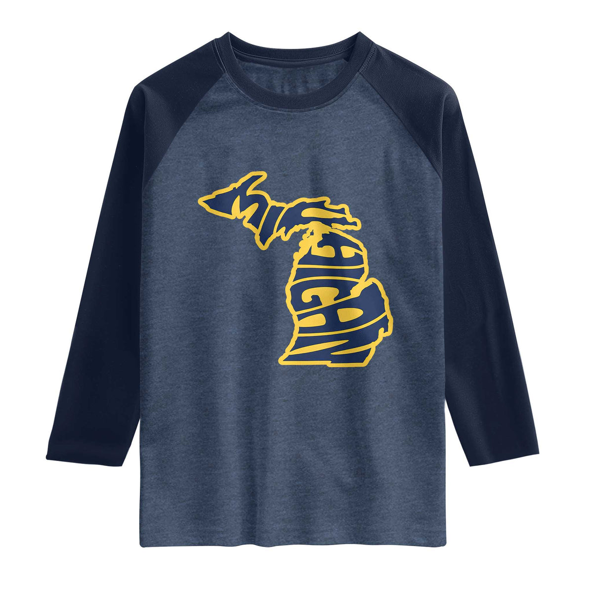 Michigan Lover State Map Pride Souvenir Gift Raglan Shirt