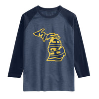 Michigan Lover State Map Pride Souvenir Gift Raglan Shirt