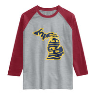 Michigan Lover State Map Pride Souvenir Gift Raglan Shirt