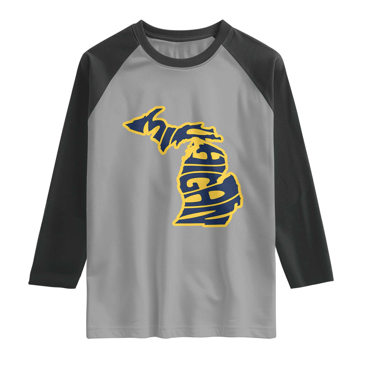 Michigan Lover State Map Pride Souvenir Gift Raglan Shirt