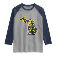 Michigan Lover State Map Pride Souvenir Gift Raglan Shirt