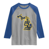 Michigan Lover State Map Pride Souvenir Gift Raglan Shirt