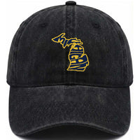 Michigan Lover State Map Pride Souvenir Gift Washed Cotton Baseball Cap