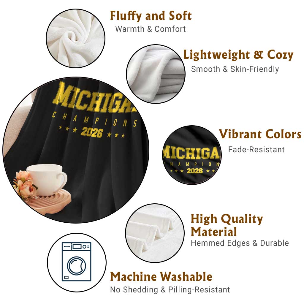 Michigan 2026 Basketball Victory Throw Blanket Champions Pride Fan Gift