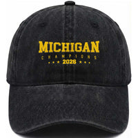 Michigan 2026 Basketball Victory Washed Cotton Baseball Cap Champions Pride Fan Gift
