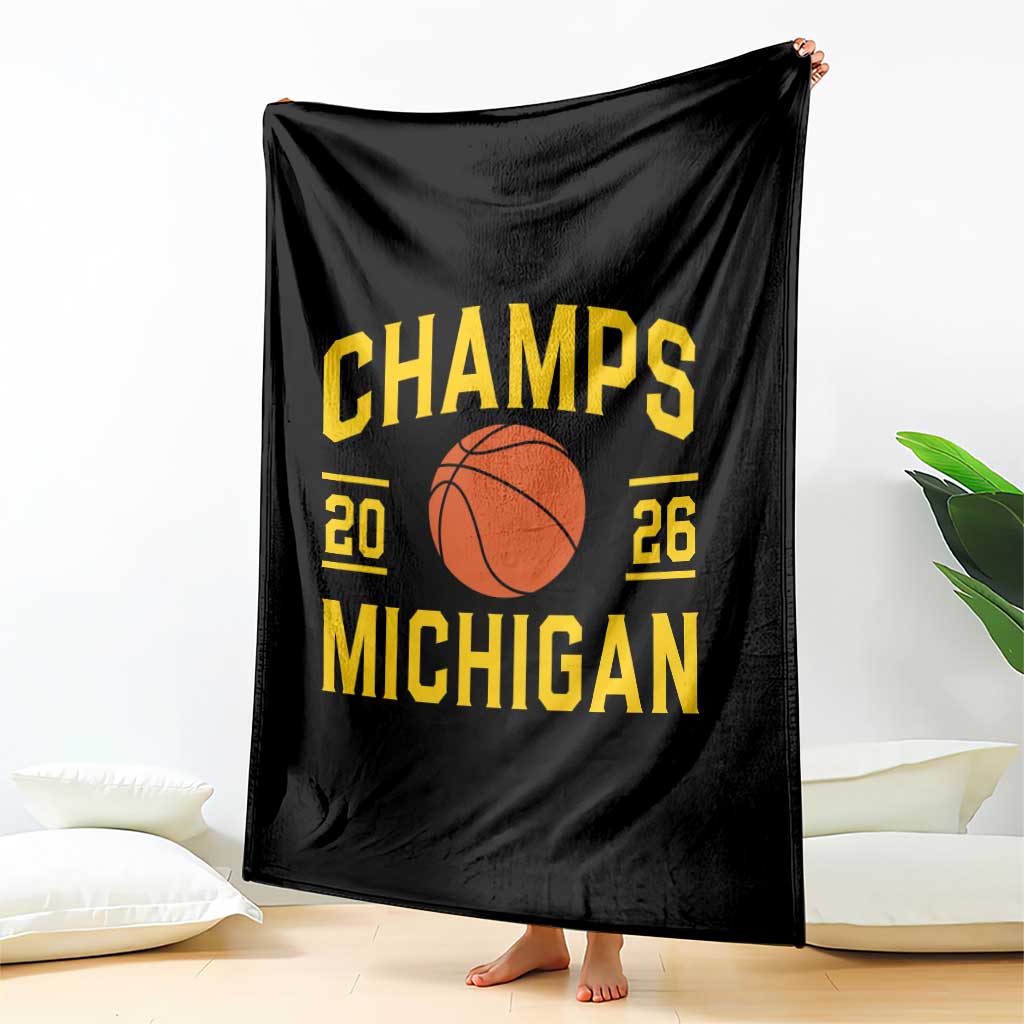 Michigan Hoops Champions Graphic Throw Blanket 2026 Basketball Victory Pride